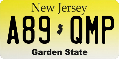 NJ license plate A89QMP