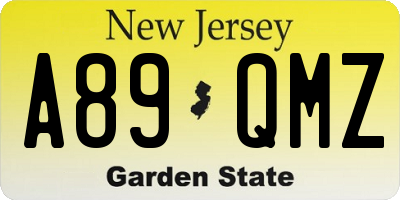 NJ license plate A89QMZ