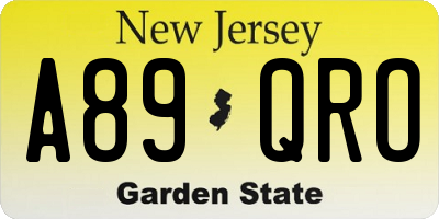 NJ license plate A89QRO