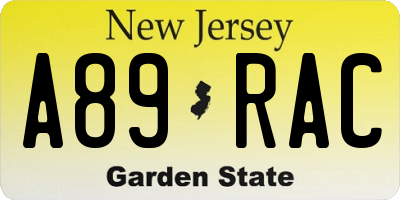 NJ license plate A89RAC