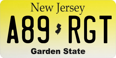 NJ license plate A89RGT