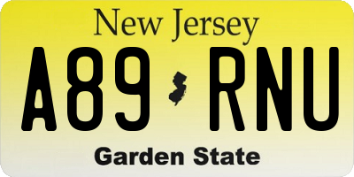 NJ license plate A89RNU