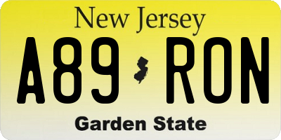 NJ license plate A89RON