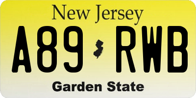 NJ license plate A89RWB
