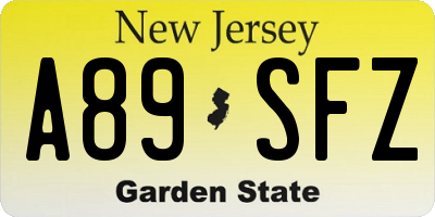 NJ license plate A89SFZ