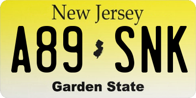 NJ license plate A89SNK