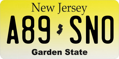 NJ license plate A89SNO