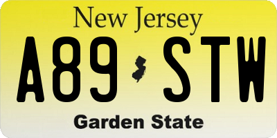 NJ license plate A89STW