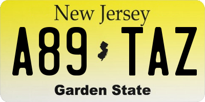 NJ license plate A89TAZ