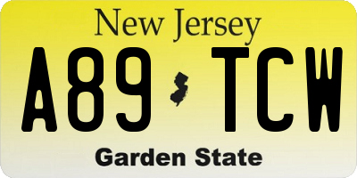 NJ license plate A89TCW