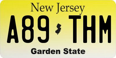 NJ license plate A89THM