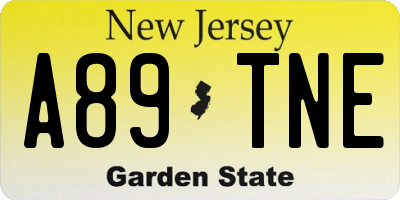NJ license plate A89TNE