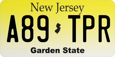 NJ license plate A89TPR