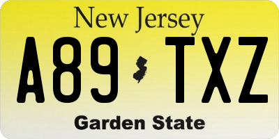 NJ license plate A89TXZ