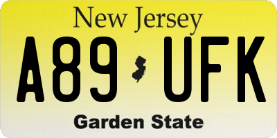 NJ license plate A89UFK