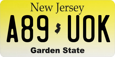 NJ license plate A89UOK