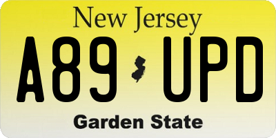 NJ license plate A89UPD