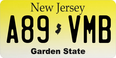 NJ license plate A89VMB
