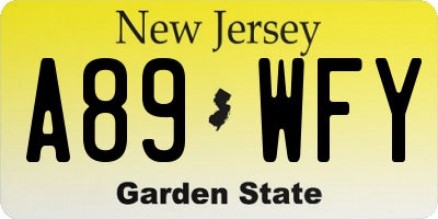 NJ license plate A89WFY