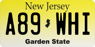 NJ license plate A89WHI