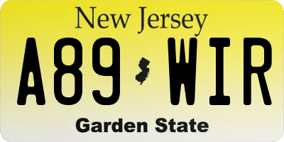 NJ license plate A89WIR