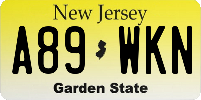 NJ license plate A89WKN