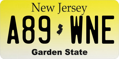 NJ license plate A89WNE