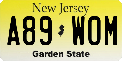 NJ license plate A89WOM