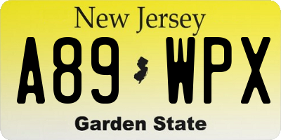 NJ license plate A89WPX