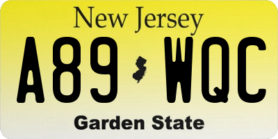 NJ license plate A89WQC