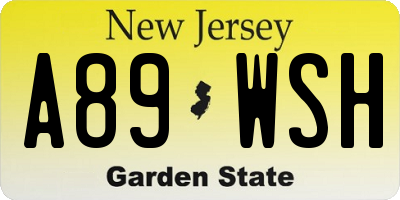 NJ license plate A89WSH