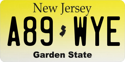 NJ license plate A89WYE