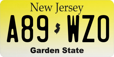 NJ license plate A89WZO