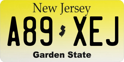 NJ license plate A89XEJ