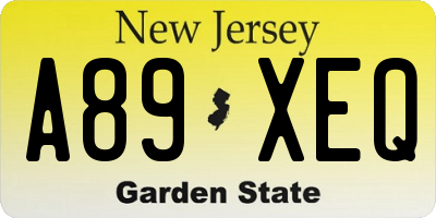NJ license plate A89XEQ