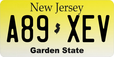 NJ license plate A89XEV