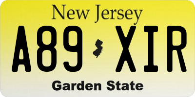 NJ license plate A89XIR
