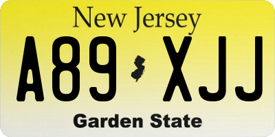 NJ license plate A89XJJ