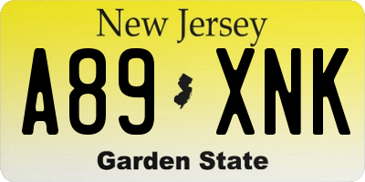 NJ license plate A89XNK