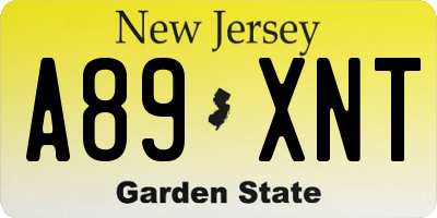 NJ license plate A89XNT
