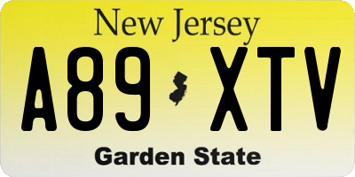 NJ license plate A89XTV