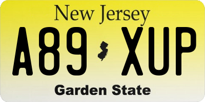 NJ license plate A89XUP