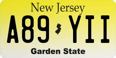 NJ license plate A89YII