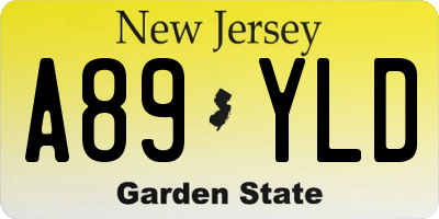 NJ license plate A89YLD