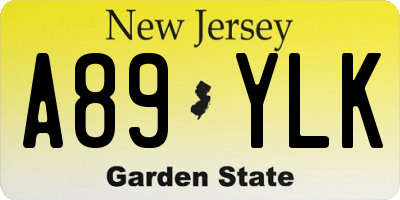 NJ license plate A89YLK