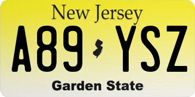 NJ license plate A89YSZ