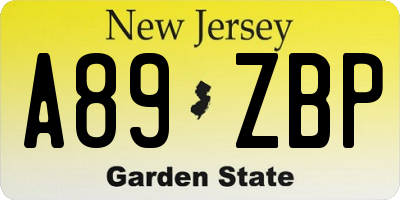 NJ license plate A89ZBP