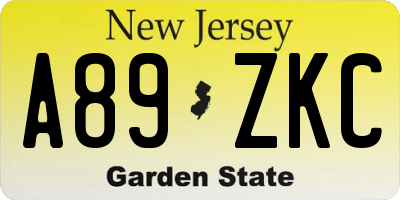 NJ license plate A89ZKC