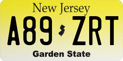 NJ license plate A89ZRT