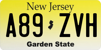 NJ license plate A89ZVH